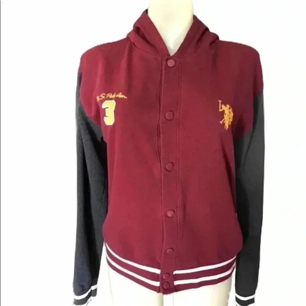 U.S. Polo Assn. Logo Hoodie Jacket Snap Buttons Boy’s Sz 18